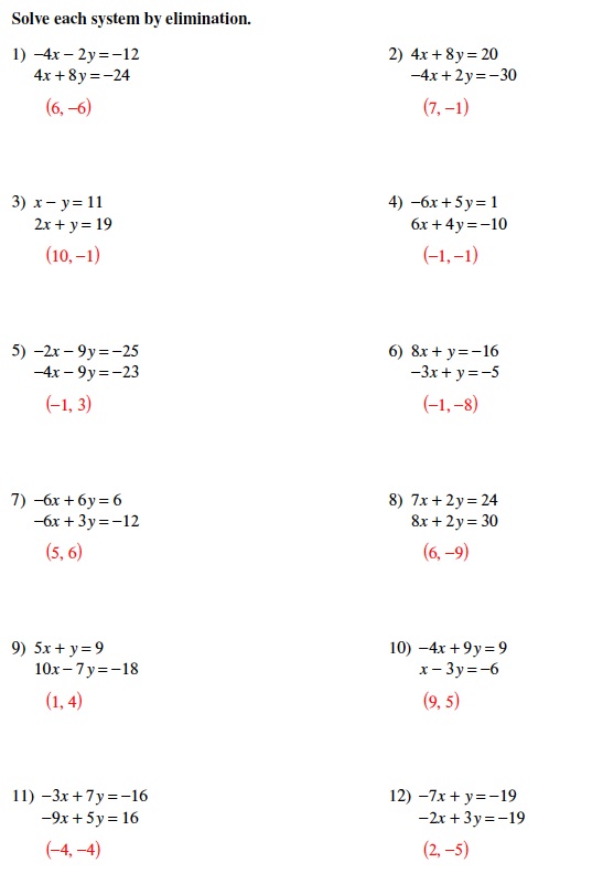 Algebra 2 Solving Systems Of Equations Answer Key / Algebra 2