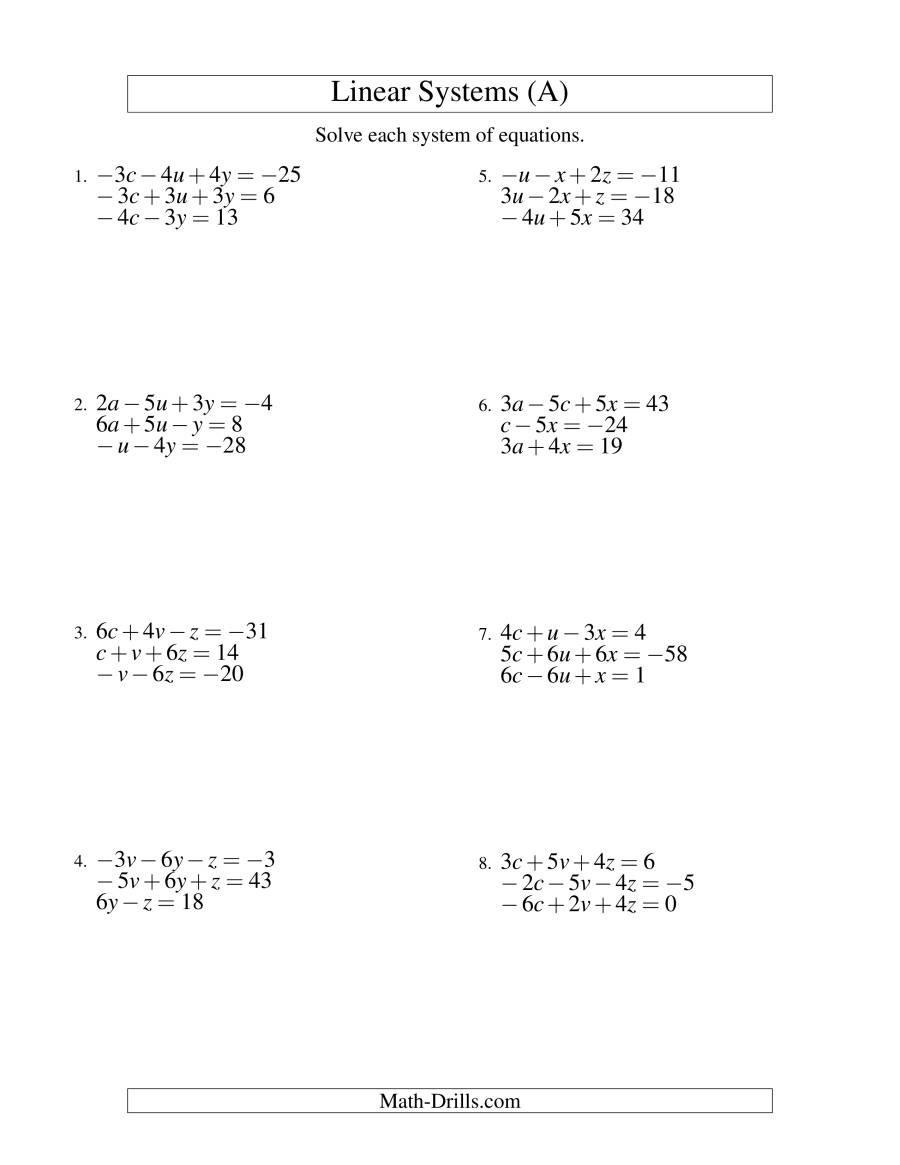 30 Systems Of Equations Worksheet Pdf Education Template