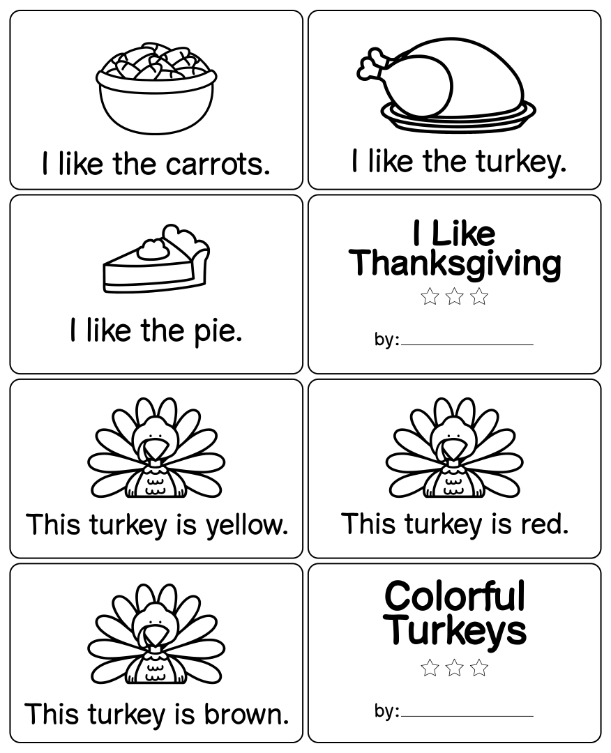 Thanksgiving Printable Books For Kindergarten