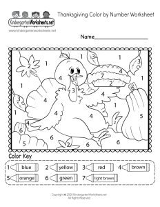 Thanksgiving Color by Number Worksheet Free Printable, Digital, & PDF