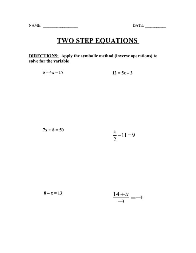 Two step equations quizpractice