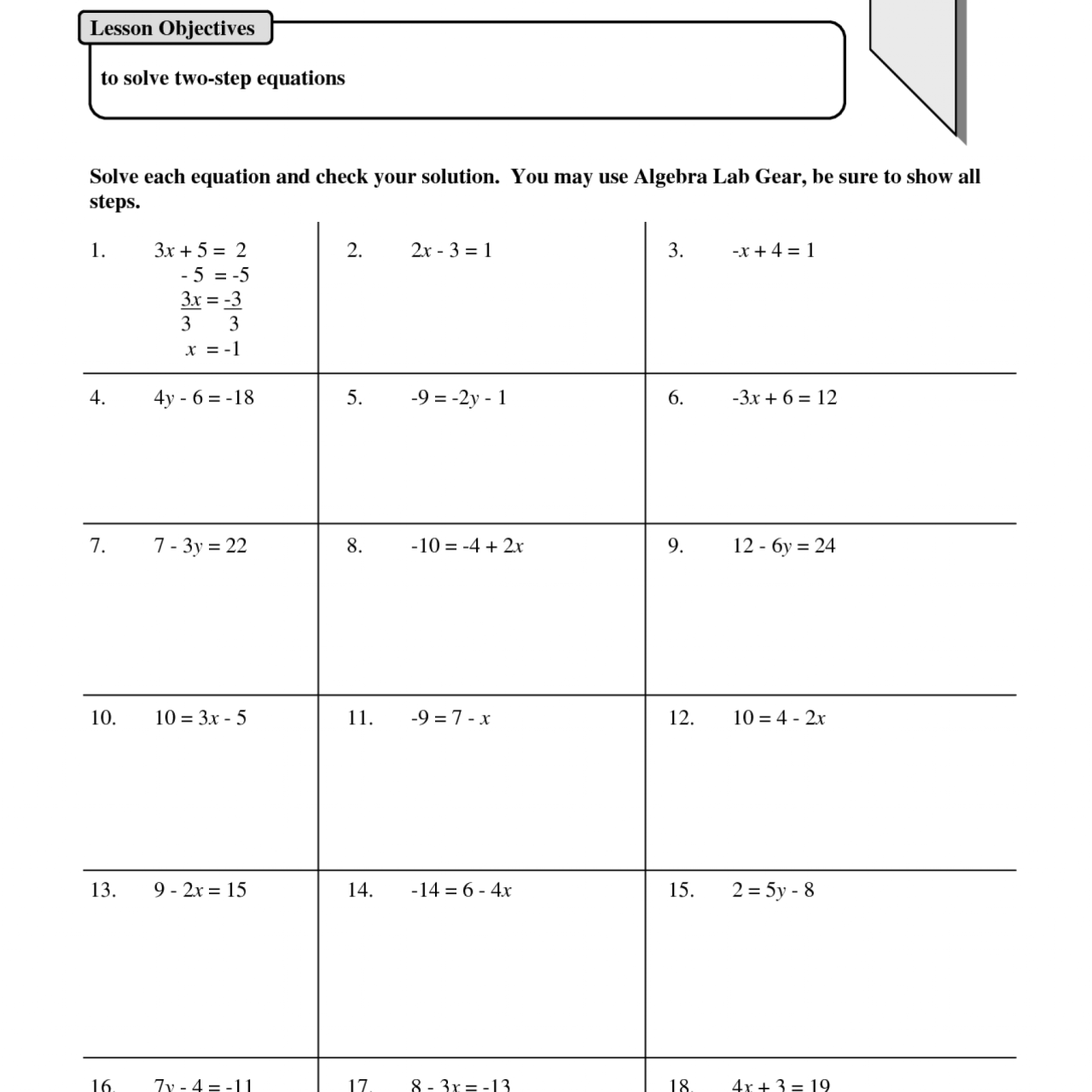 Two Variable Equations Worksheet Pdf