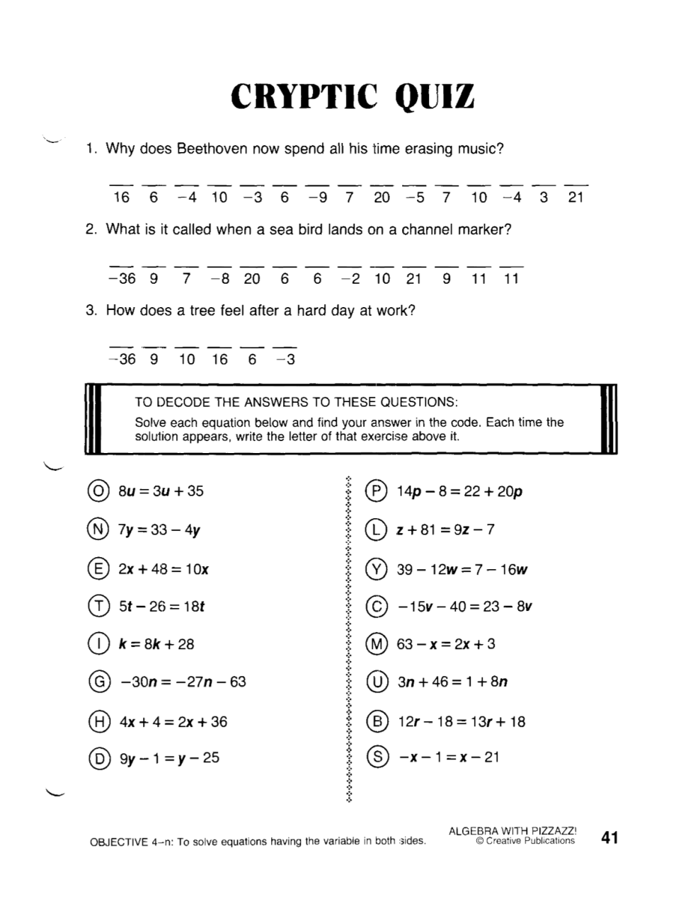 Equations With Variables On Both Sides Worksheet Kuta