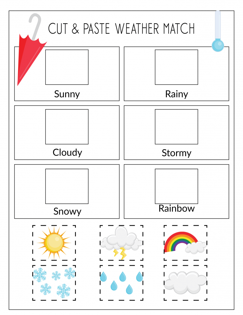 Record the Weather, Writing Practice, & Weather Match Game Printables