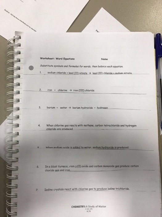Chemistry Study Of Matter Worksheets Worksheets Master