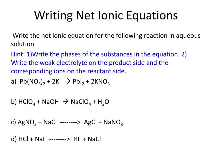 What Does Net Ionic Equation Show