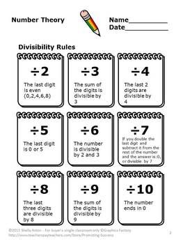 Printable 6th Grade Divisibility Rules Worksheet