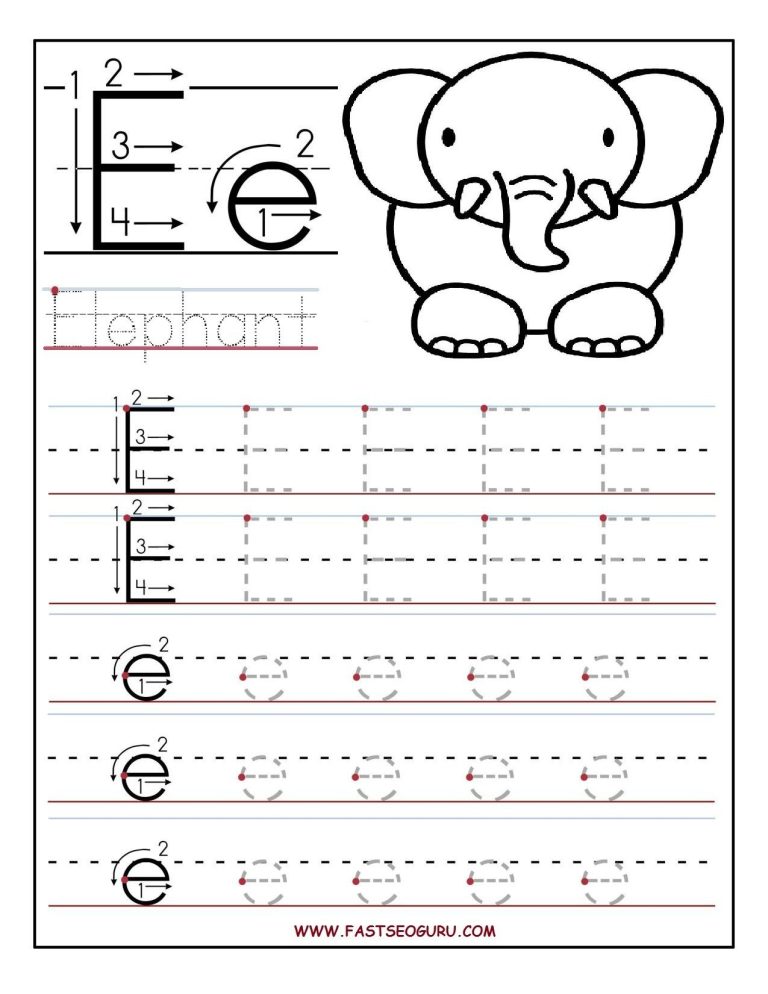 Printable Letter E Tracing Worksheets