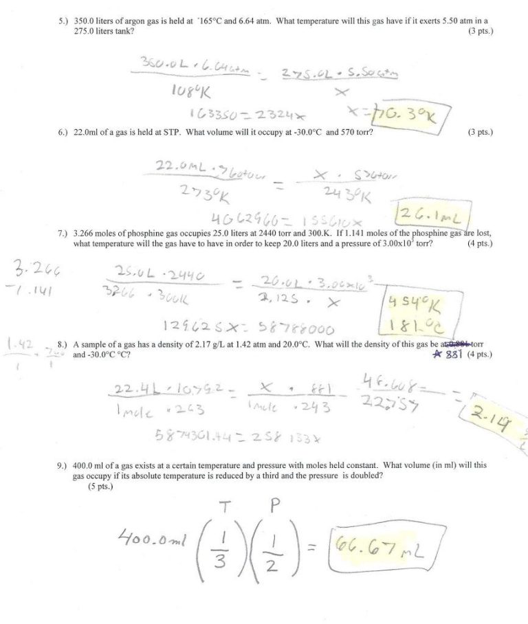 Combined Gas Law Problems Worksheet Answers