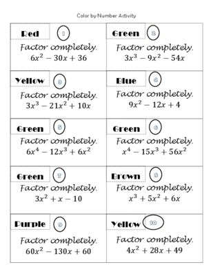 Answer Key Factoring Trinomials A 1 Worksheet