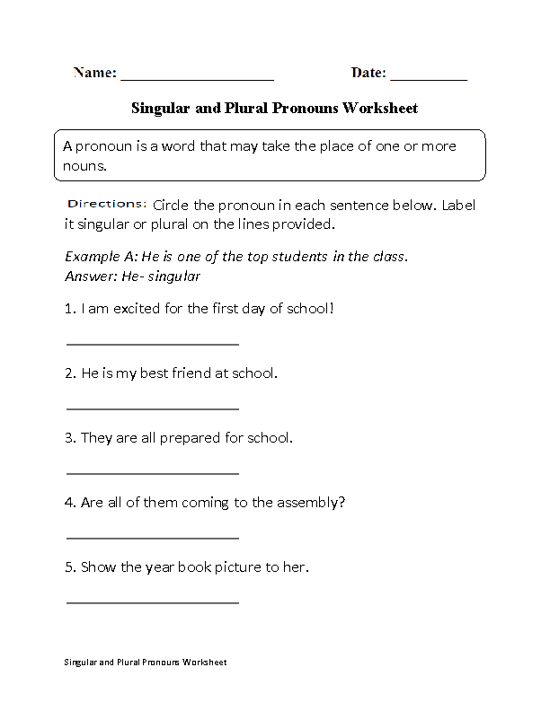 3rd Grade Singular And Plural Nouns Worksheet For Grade 3
