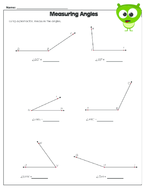 Measuring Angles Worksheet Geometry