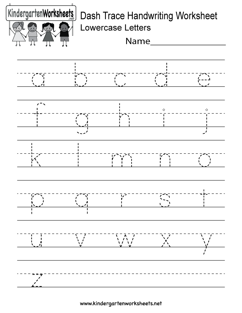 Kindergarten Dash Trace Handwriting Worksheet Printable Handwriting