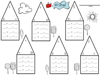 Multiplication Fact Family Triangles Worksheets
