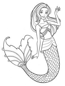 Beautiful mermaid Barbie coloring pages