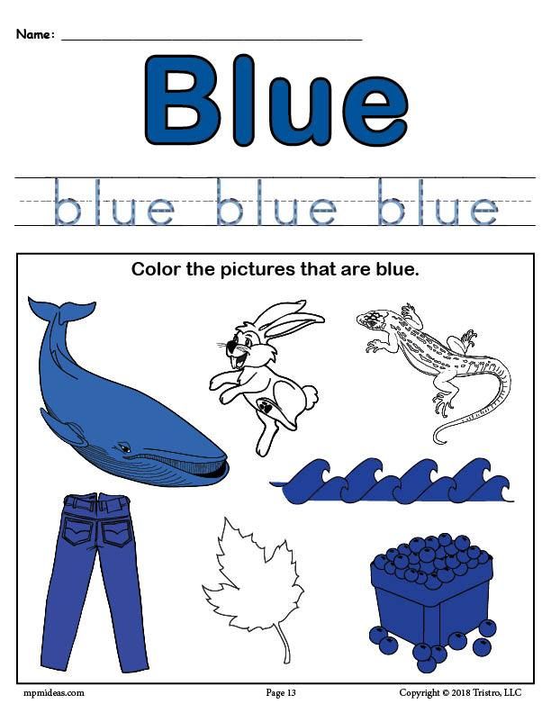 Famous Color Blue Worksheets For Kindergarten Ideas
