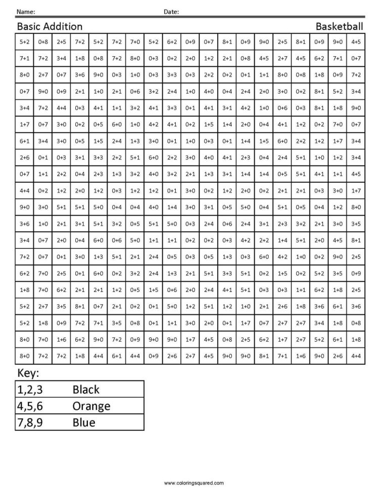 +10 Color By Number Addition Worksheets 1St Grade References