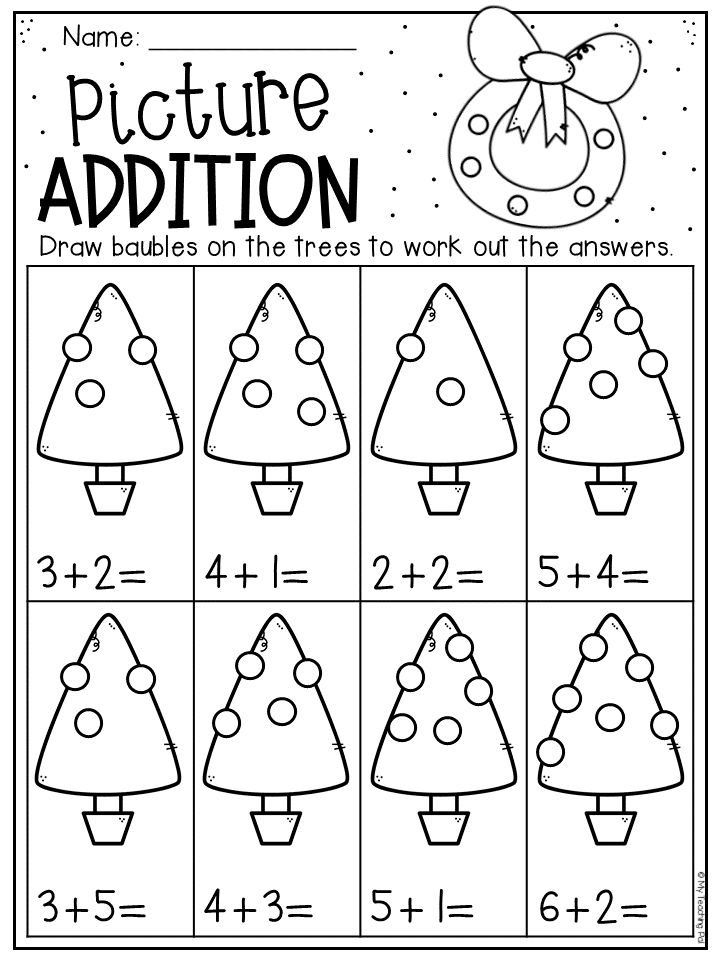 Christmas Addition Math Worksheet For Kindergarten Christmas