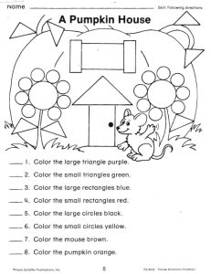 A Pumpkin House Shape Worksheet Follow directions worksheet