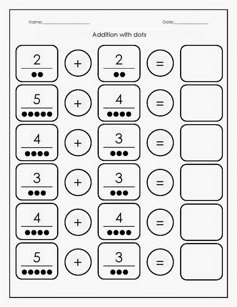 free printable math addition worksheets for kindergarten That are