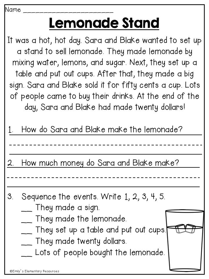 Printable 1st Grade Reading Comprehension Worksheets Pdf