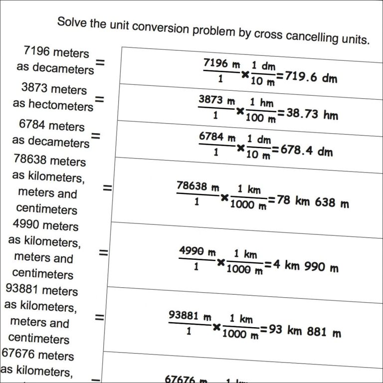 Mixed Metric Unit Conversion Worksheet Answers