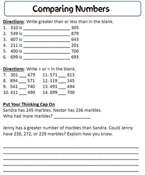 4th Grade Math Worksheets Comparing Numbers