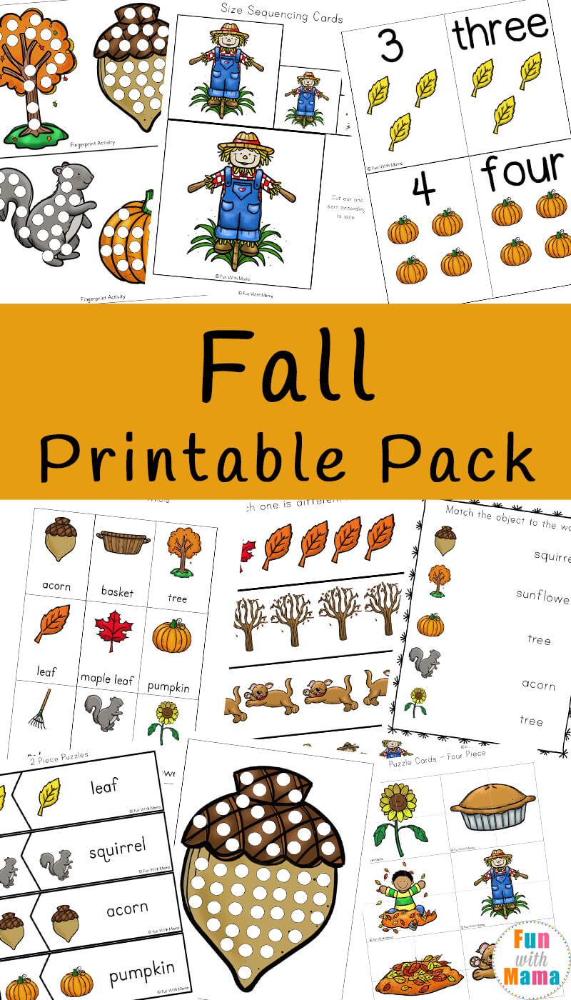 Preschool Fall Printables For Toddlers