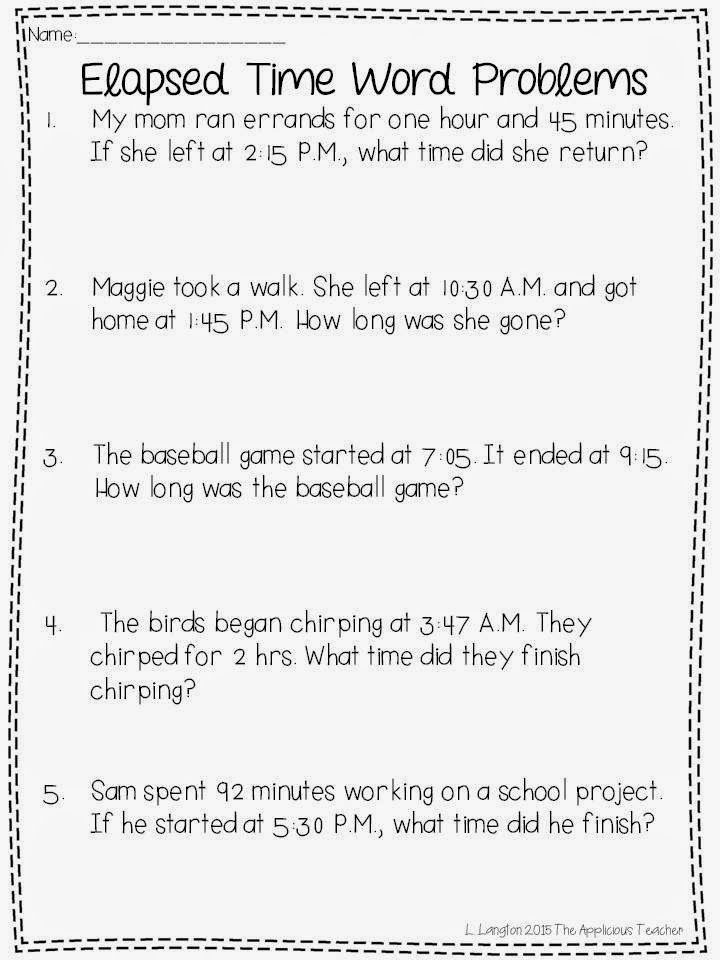 4th Grade Elapsed Time Worksheets Word Problems