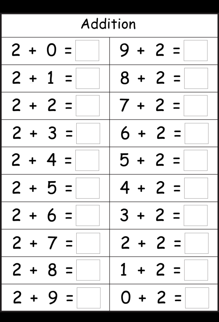 Addition Math Fact Practice Worksheets