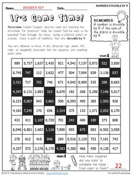 Divisibility Rules Worksheets With Answer Key Pdf Grade 5