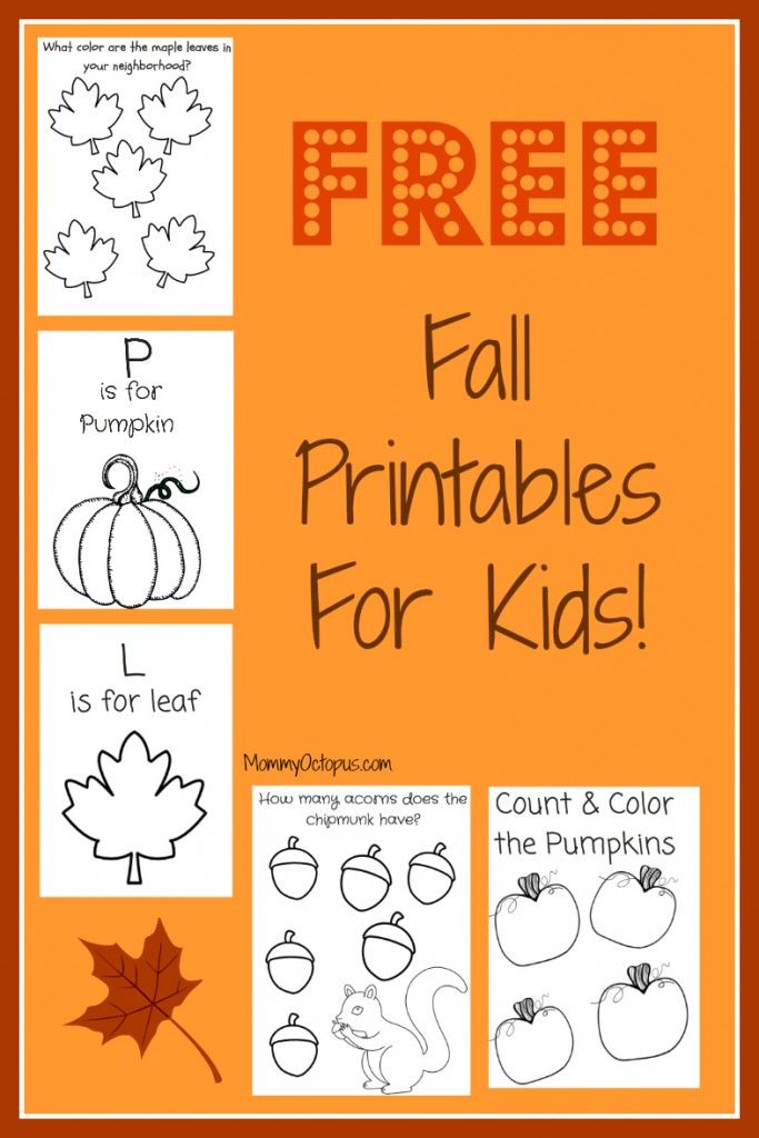 Free Fall Printable Activity Sheets Mommy Octopus Activity sheets