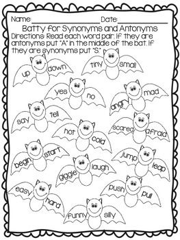 Synonyms And Antonyms Worksheets 2nd Grade