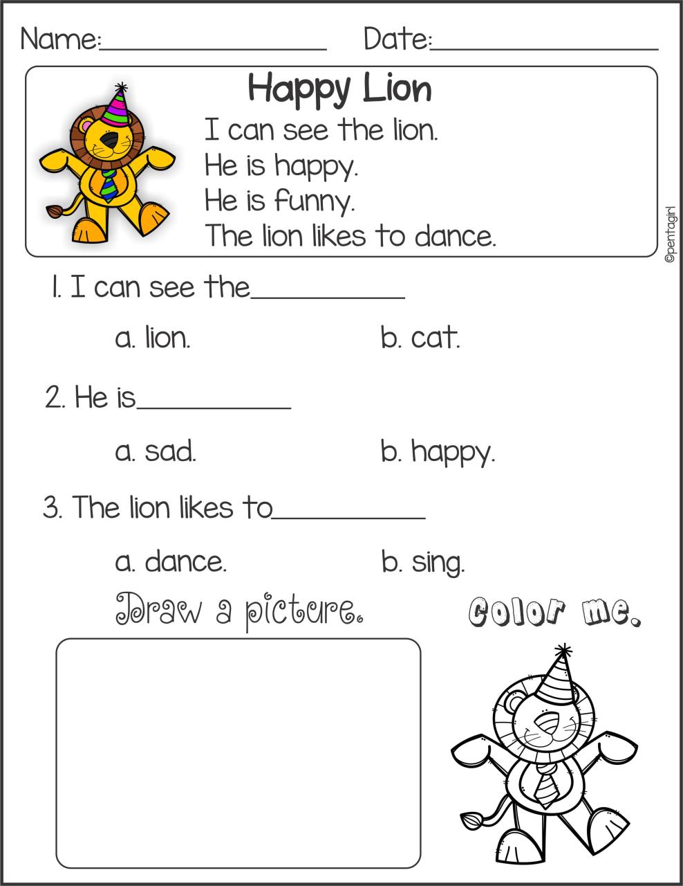 Reading Comprehension Worksheet Kindergarten Beautiful Kids Readi