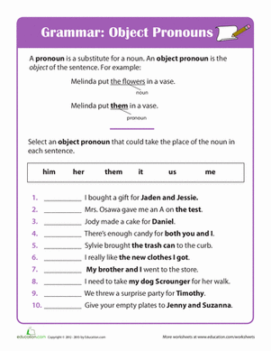 Subject And Object Pronouns Worksheets With Answers Pdf