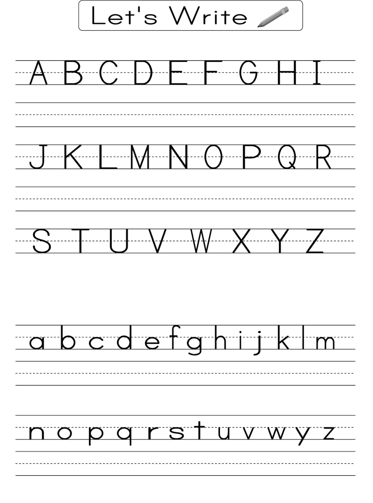English Alphabet Writing Practice Sheets For Kindergarten