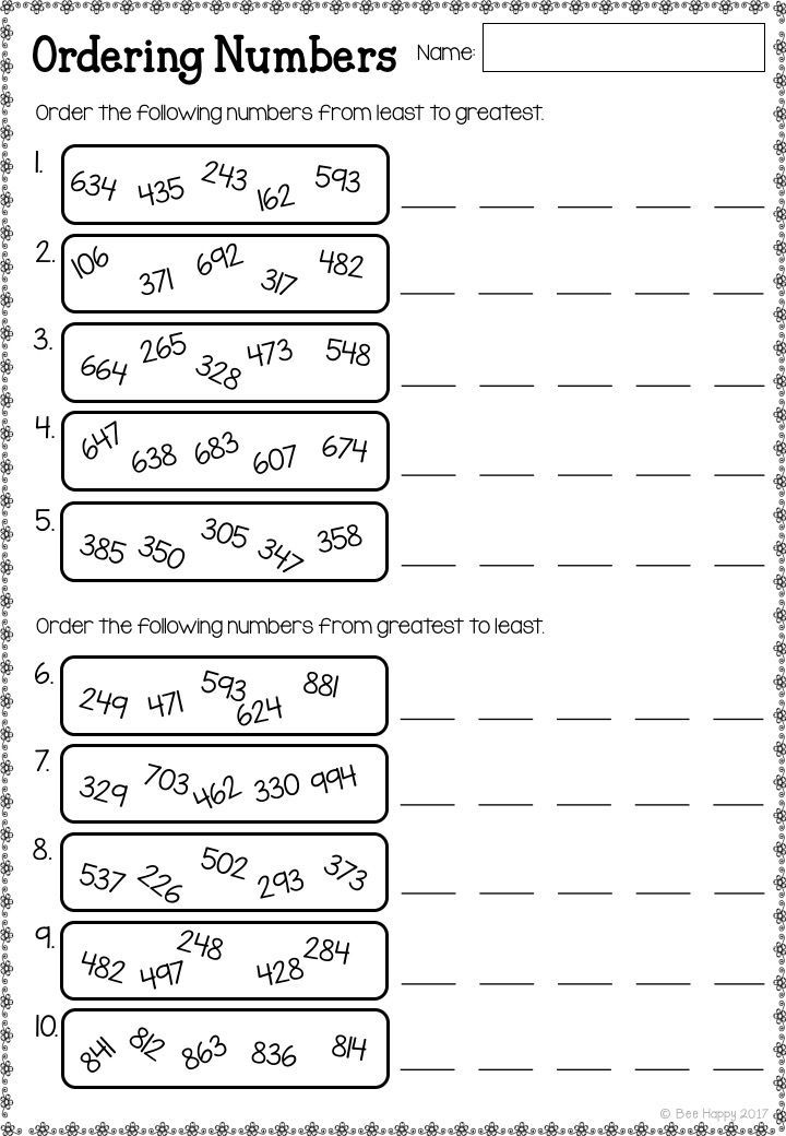 Comparing And Ordering Numbers Worksheets 4th Grade Pdf