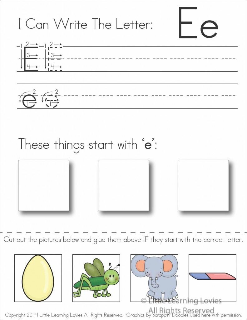 Teaching Letter E Worksheets Cut And Paste