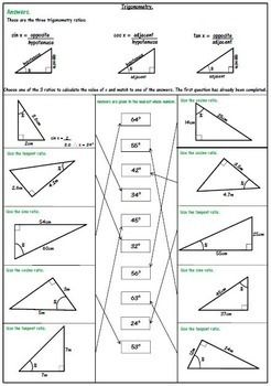Trigonometric Ratios Worksheet Answers With Work