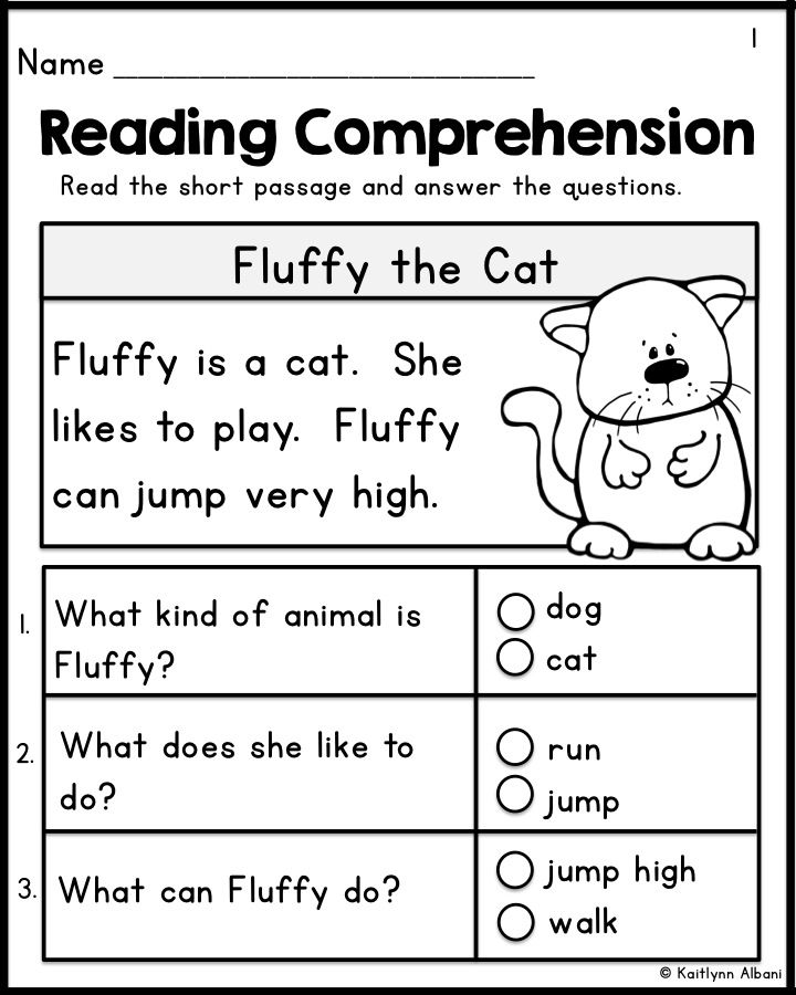 Reading Comprehension Printable Kindergarten Worksheets