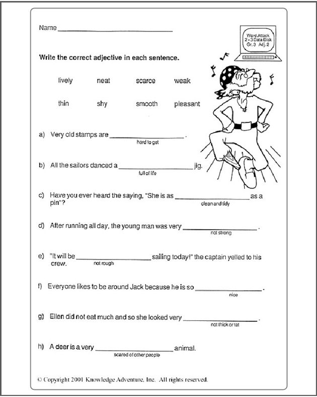 Printable 4th Grade Worksheets English