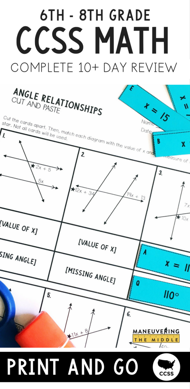 Angle Relationships Worksheet #2 Answer Key