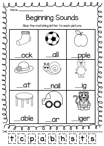 Grade 1 First Grade Beginning Sounds Worksheets
