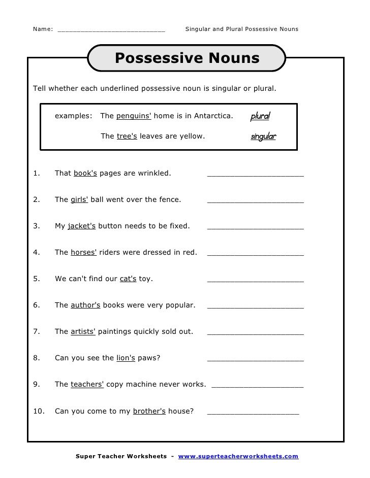 Singular And Plural Nouns Worksheet Grade 6 Pdf
