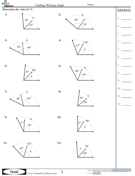 Finding Missing Angles Worksheet Answer Key Geometry