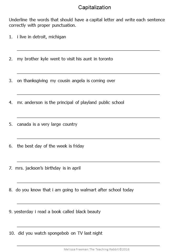 5th Grade Capitalization Worksheets Grade 5