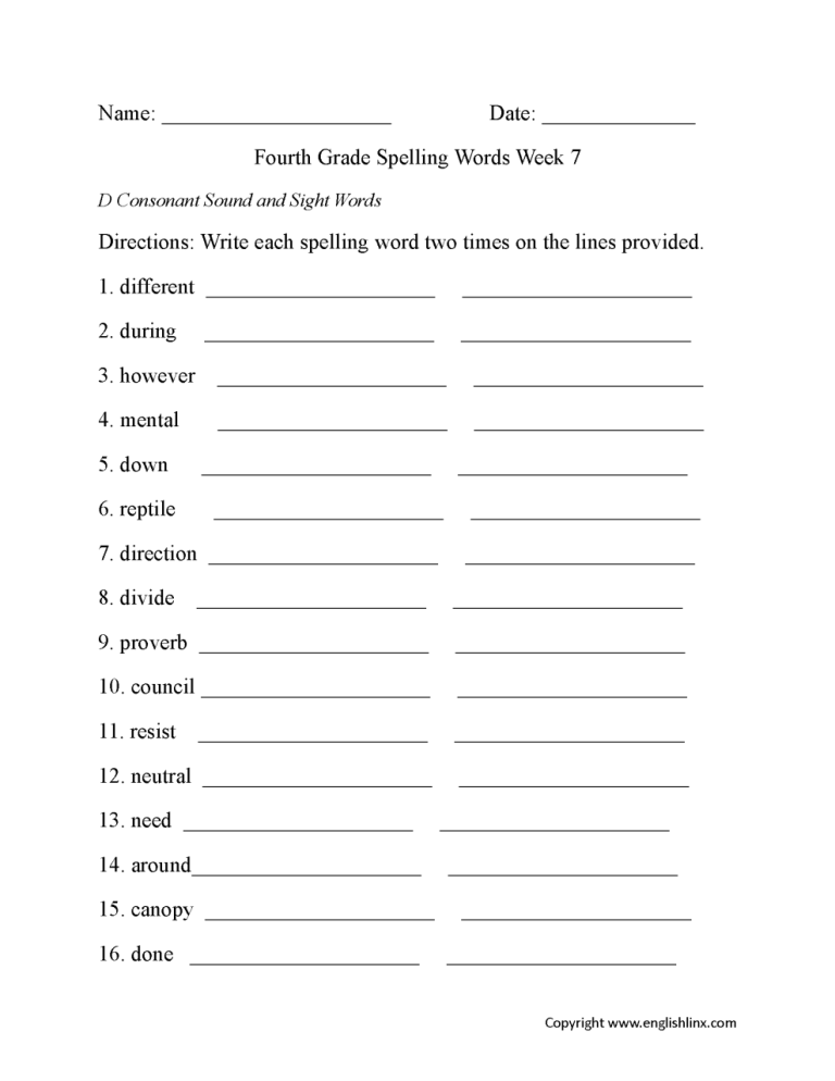 4th Grade Vocabulary Worksheets Pdf