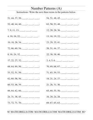 Number Patterns Worksheets Grade 10 Pdf