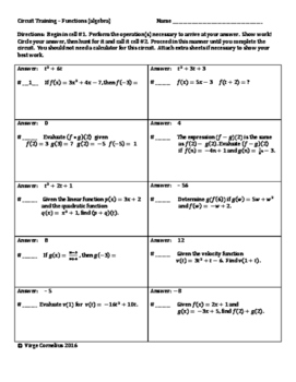 Circuit Training Function Notation Worksheet Answers