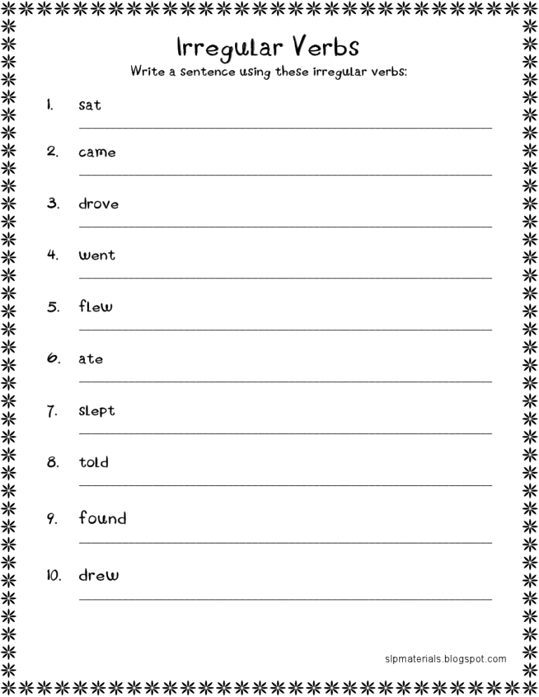 2nd Grade Irregular Verbs Worksheet Pdf